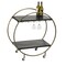 Tripar International 37.25" Black and Gold Rolling Bar Cart Round Metal Frame and 2 Wooden Shelves